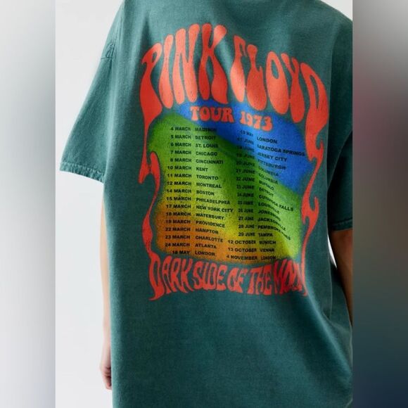 Urban Outfitters Pink Floyd Dark Side Of The Moon Tour Tee S/M Green NWT - Picture 2 of 5